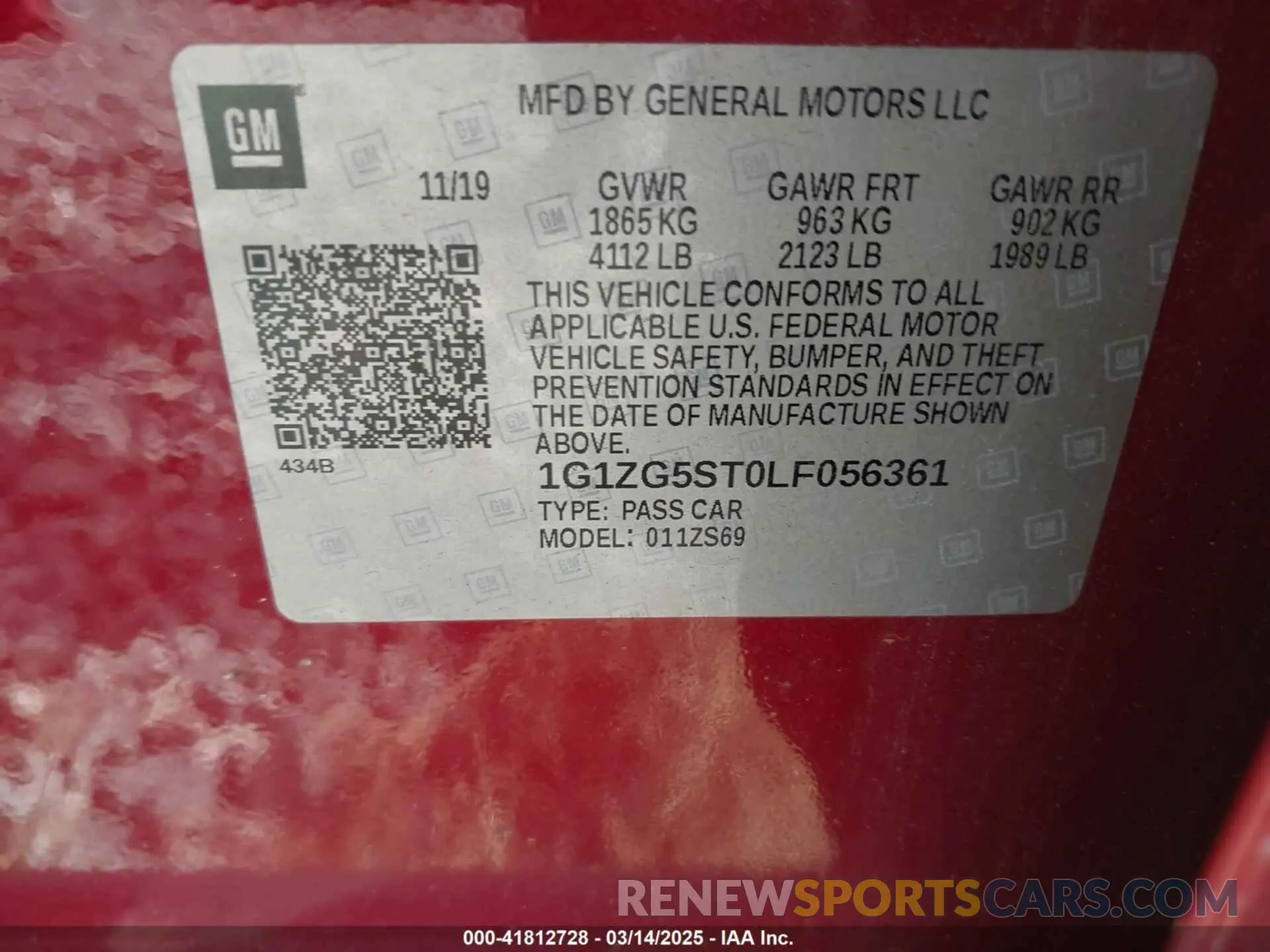 9 Photograph of a damaged car 1G1ZG5ST0LF056361 CHEVROLET MALIBU 2020