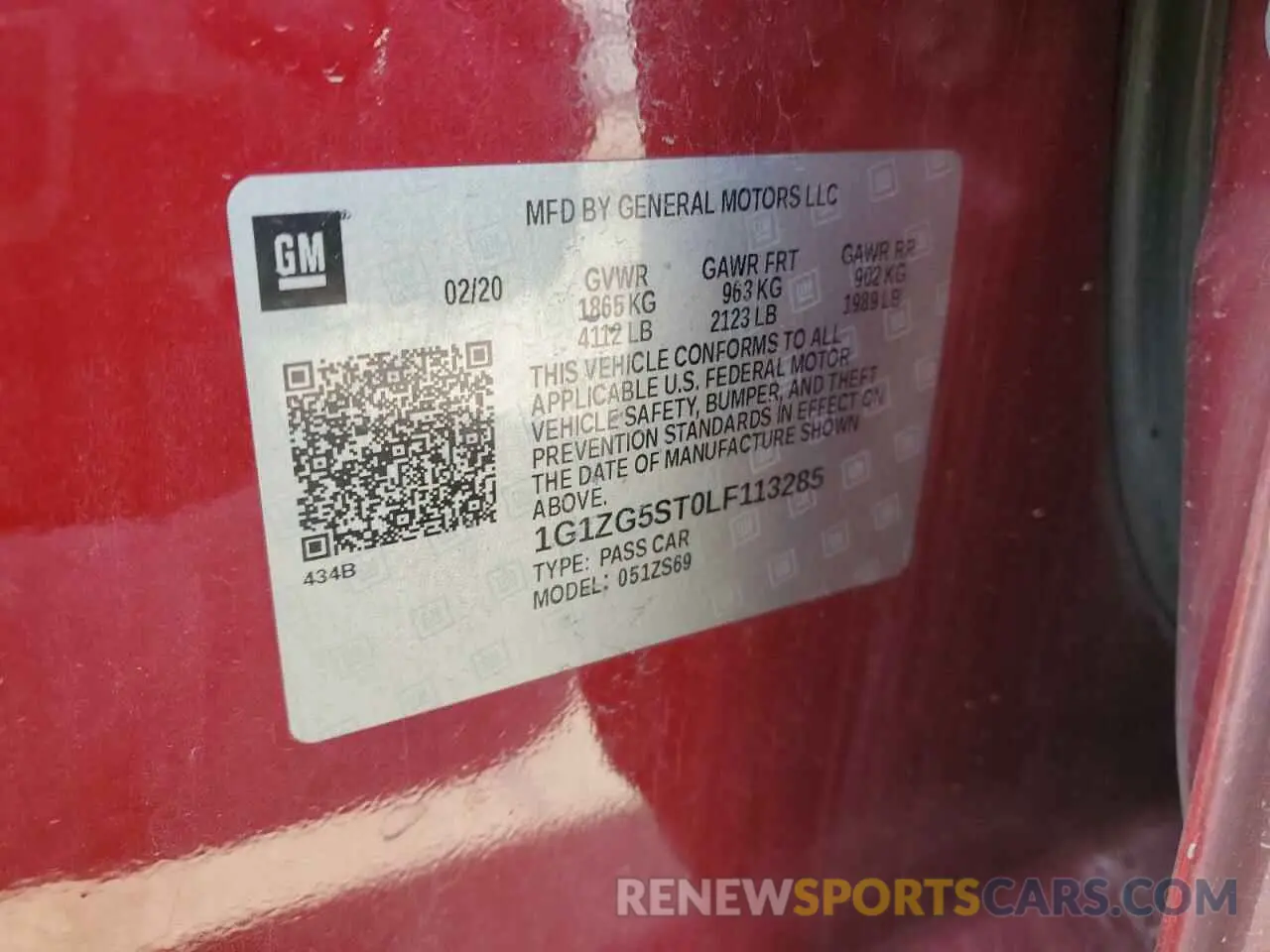 12 Photograph of a damaged car 1G1ZG5ST0LF113285 CHEVROLET MALIBU 2020