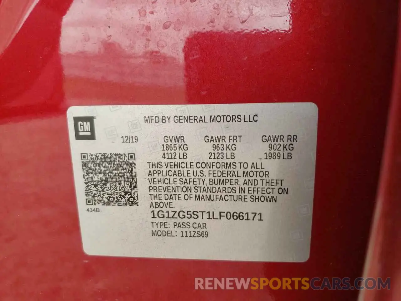 14 Photograph of a damaged car 1G1ZG5ST1LF066171 CHEVROLET MALIBU 2020