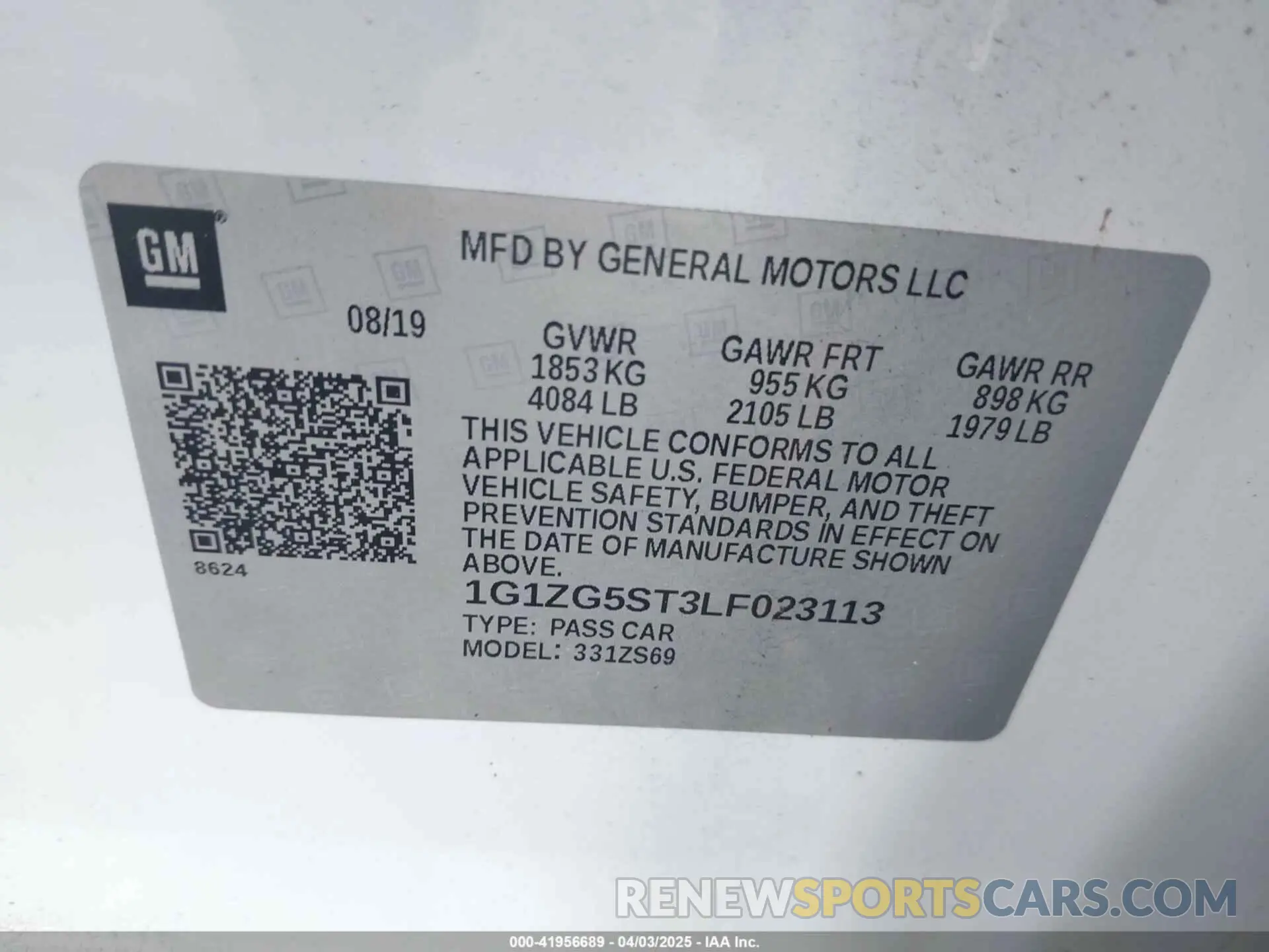 9 Photograph of a damaged car 1G1ZG5ST3LF023113 CHEVROLET MALIBU 2020