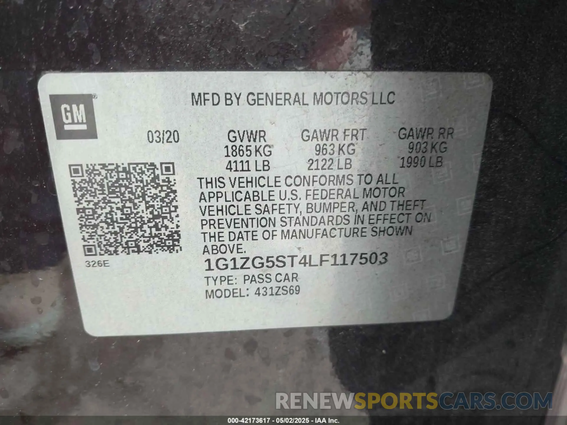 9 Photograph of a damaged car 1G1ZG5ST4LF117503 CHEVROLET MALIBU 2020
