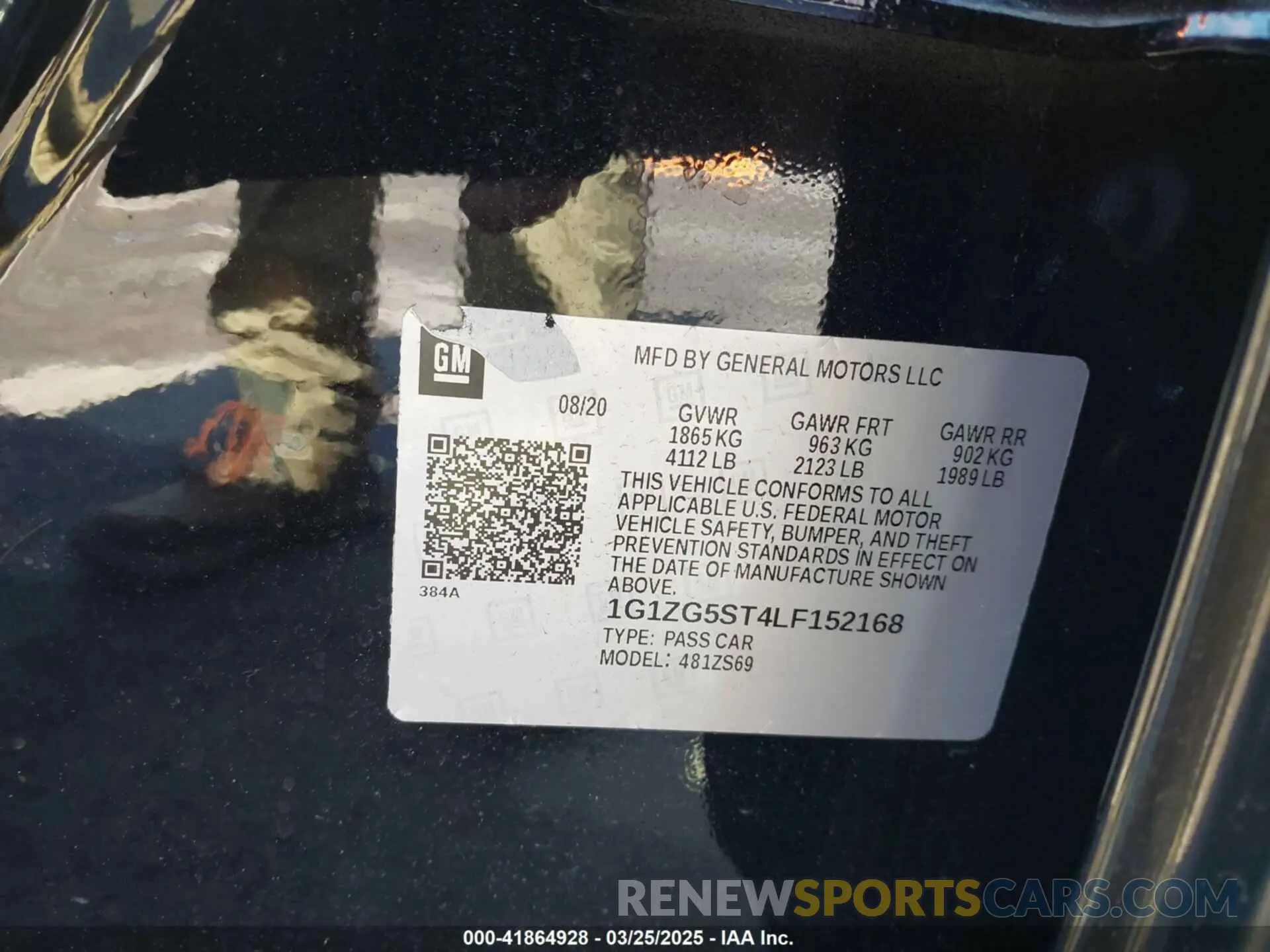 9 Photograph of a damaged car 1G1ZG5ST4LF152168 CHEVROLET MALIBU 2020
