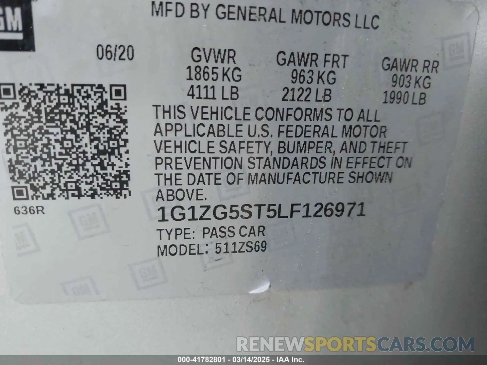 9 Photograph of a damaged car 1G1ZG5ST5LF126971 CHEVROLET MALIBU 2020