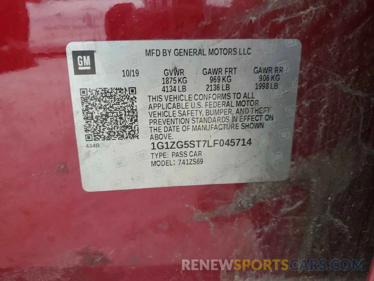 13 Photograph of a damaged car 1G1ZG5ST7LF045714 CHEVROLET MALIBU 2020