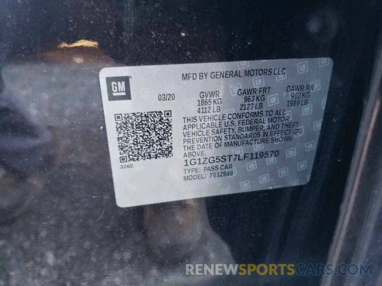 12 Photograph of a damaged car 1G1ZG5ST7LF119570 CHEVROLET MALIBU 2020