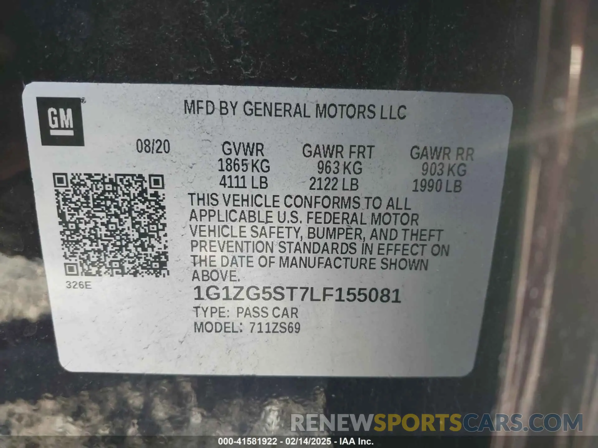 9 Photograph of a damaged car 1G1ZG5ST7LF155081 CHEVROLET MALIBU 2020