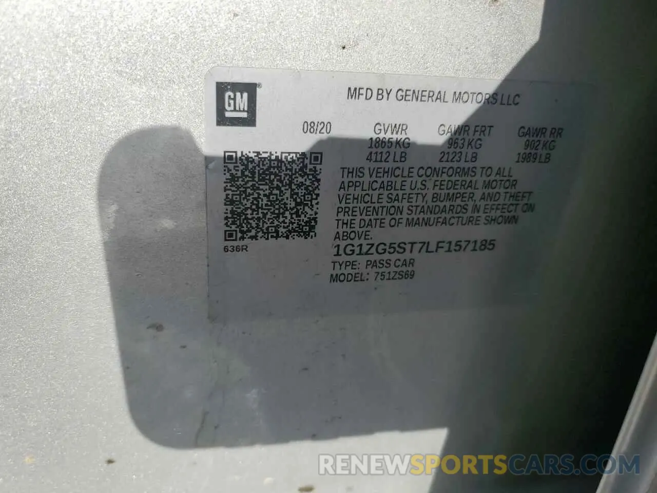 12 Photograph of a damaged car 1G1ZG5ST7LF157185 CHEVROLET MALIBU 2020
