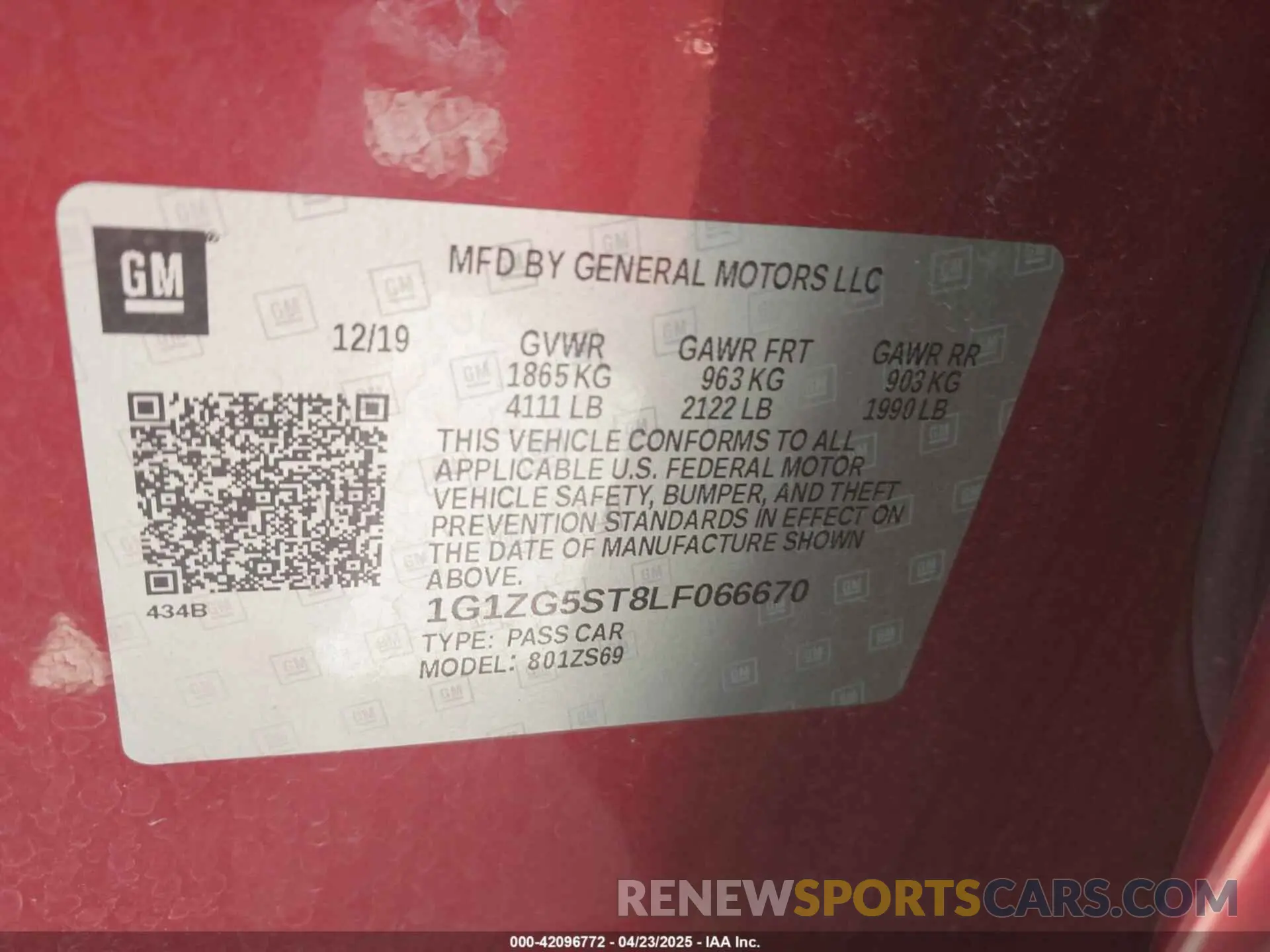 9 Photograph of a damaged car 1G1ZG5ST8LF066670 CHEVROLET MALIBU 2020