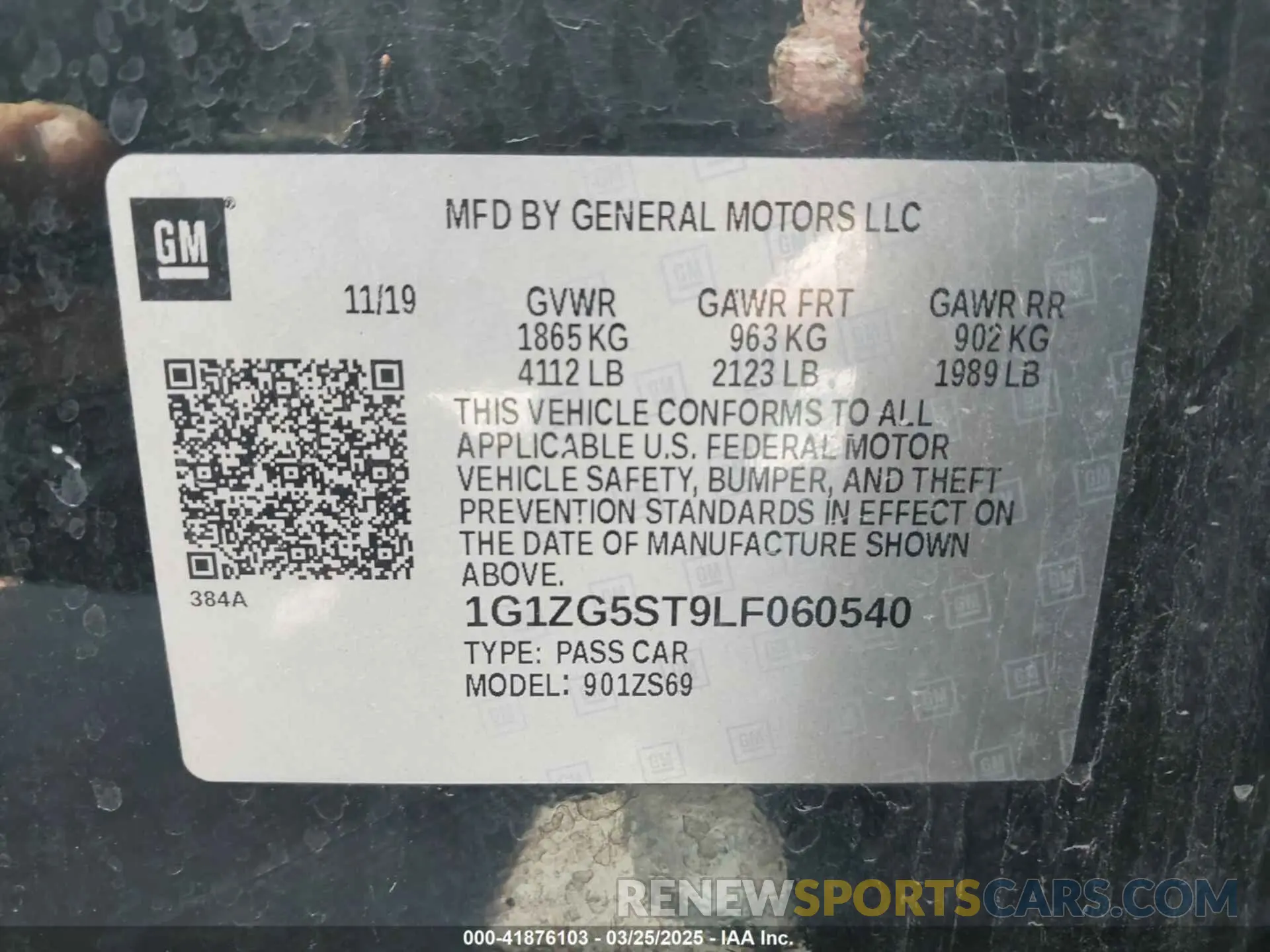 9 Photograph of a damaged car 1G1ZG5ST9LF060540 CHEVROLET MALIBU 2020