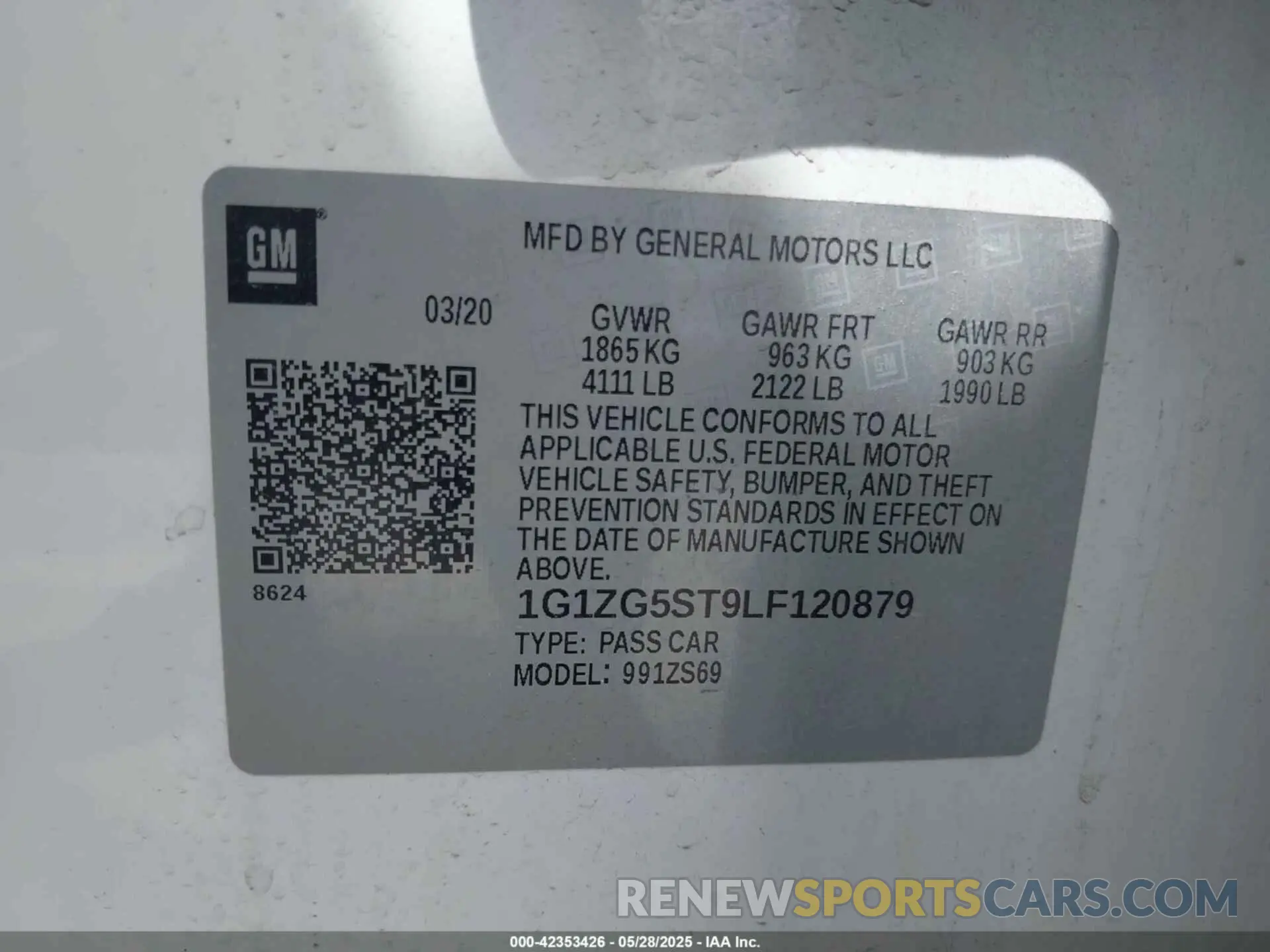 9 Photograph of a damaged car 1G1ZG5ST9LF120879 CHEVROLET MALIBU 2020