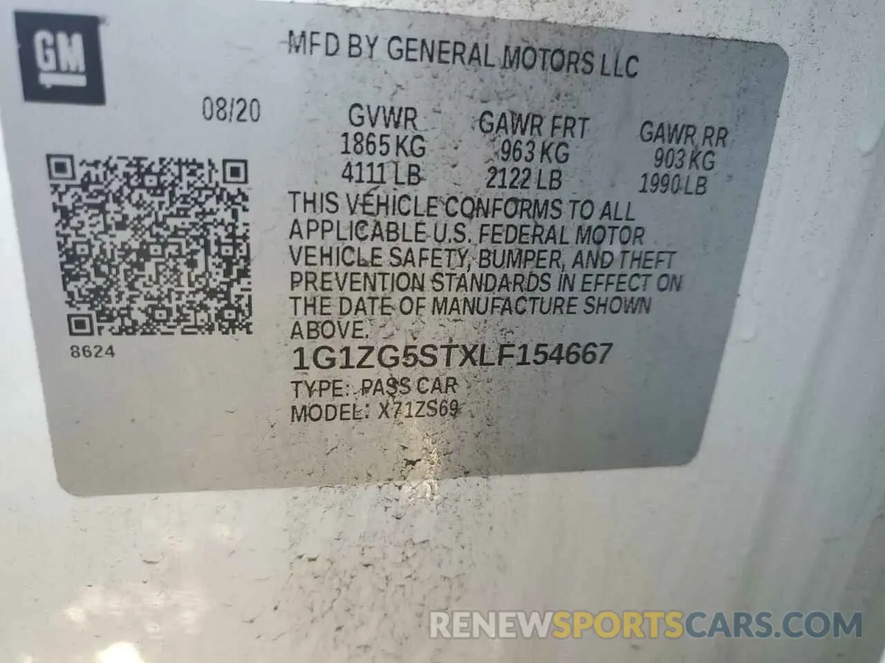 12 Photograph of a damaged car 1G1ZG5STXLF154667 CHEVROLET MALIBU 2020