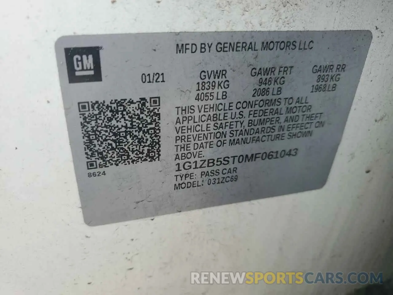 14 Photograph of a damaged car 1G1ZB5ST0MF061043 CHEVROLET MALIBU 2021