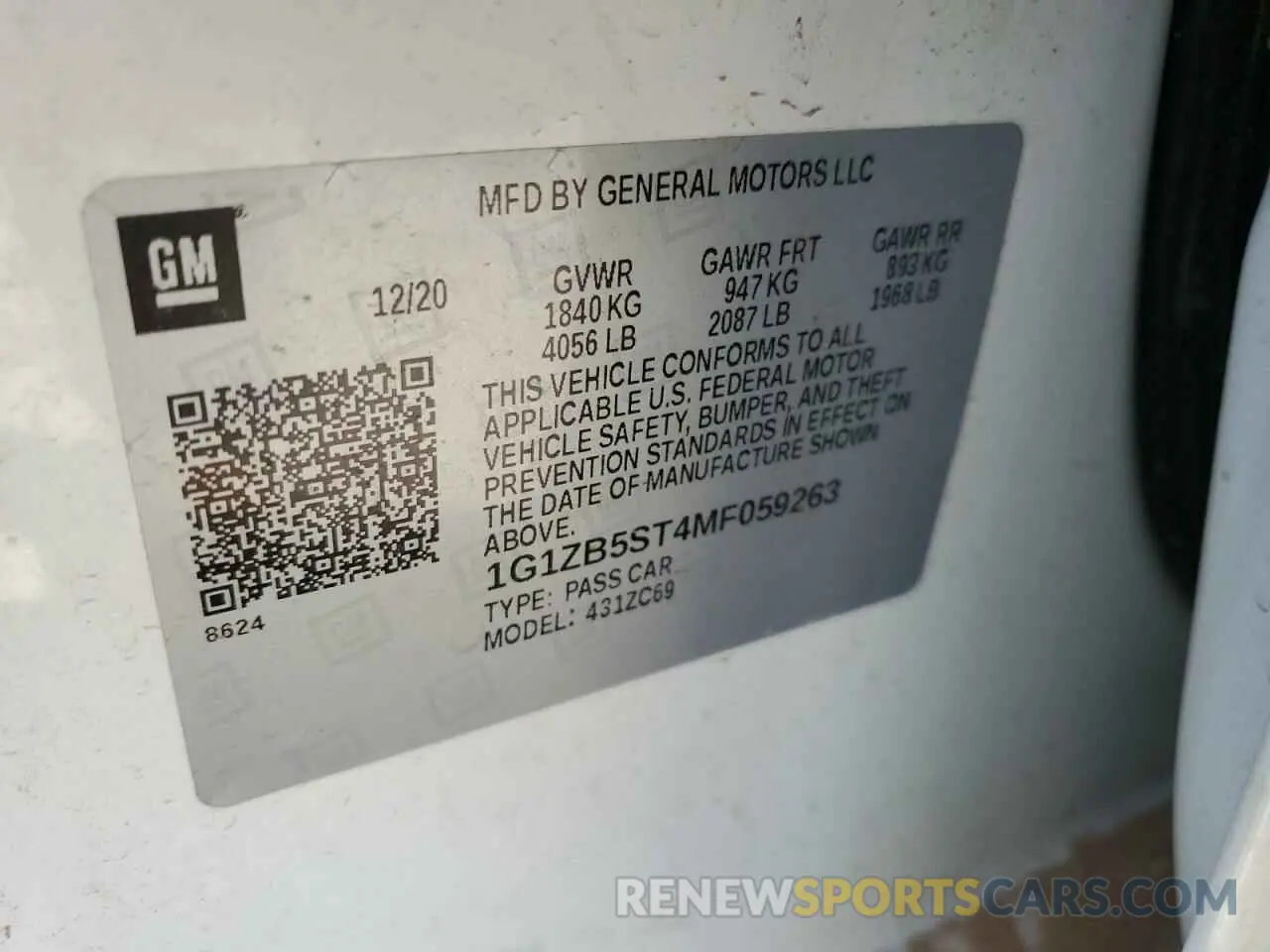 12 Photograph of a damaged car 1G1ZB5ST4MF059263 CHEVROLET MALIBU 2021