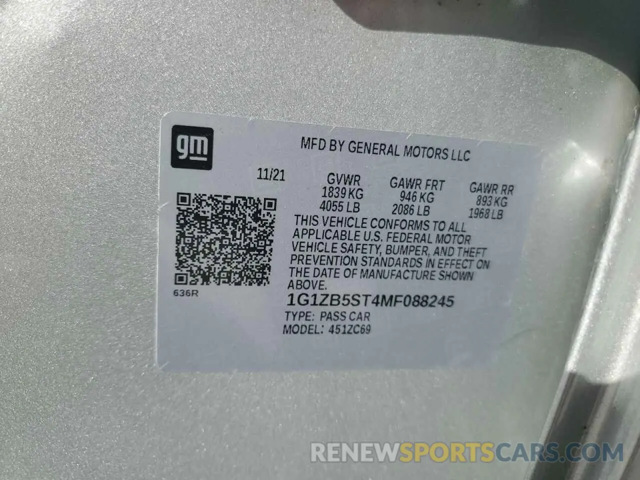 12 Photograph of a damaged car 1G1ZB5ST4MF088245 CHEVROLET MALIBU 2021