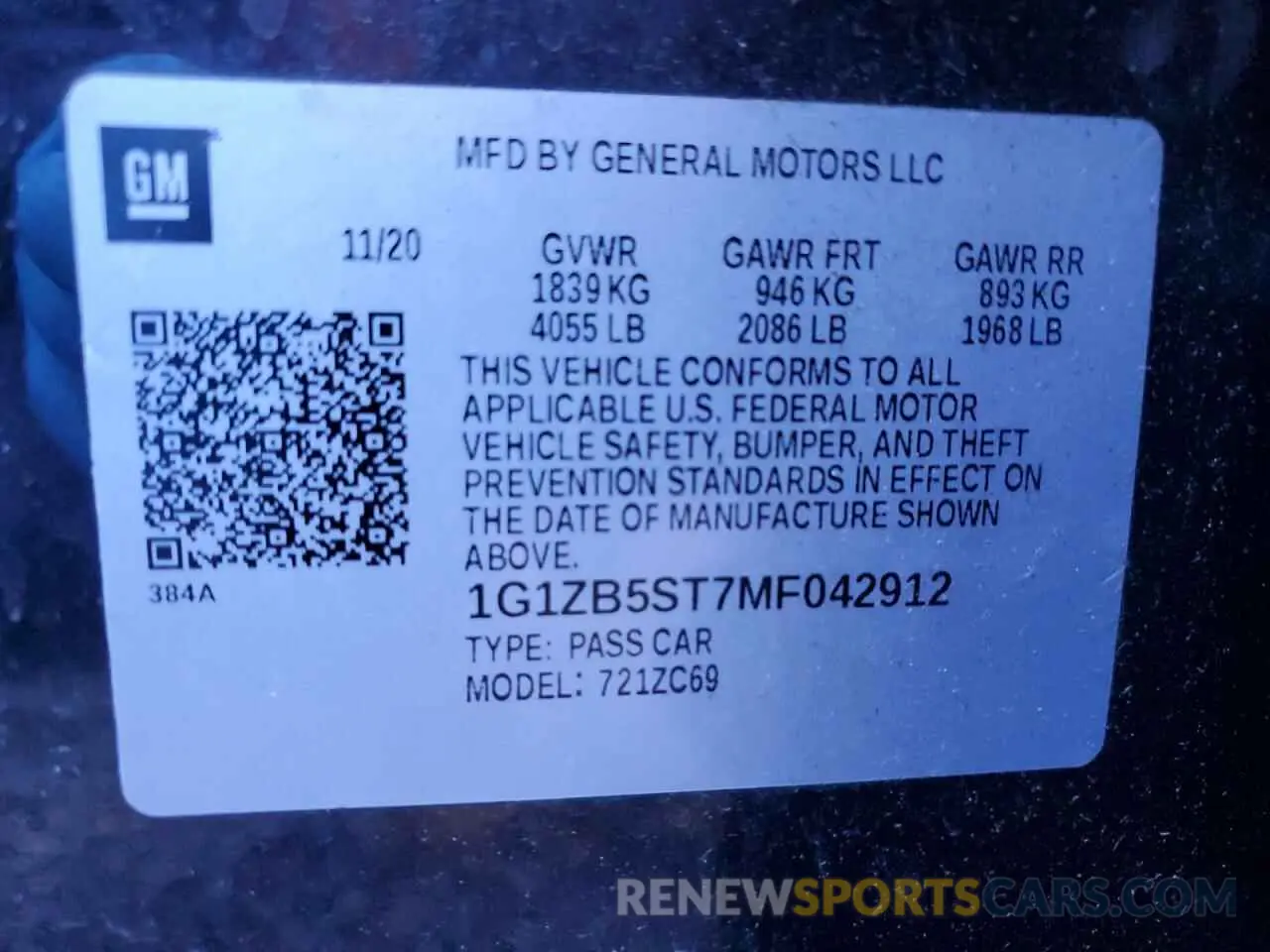 12 Photograph of a damaged car 1G1ZB5ST7MF042912 CHEVROLET MALIBU 2021