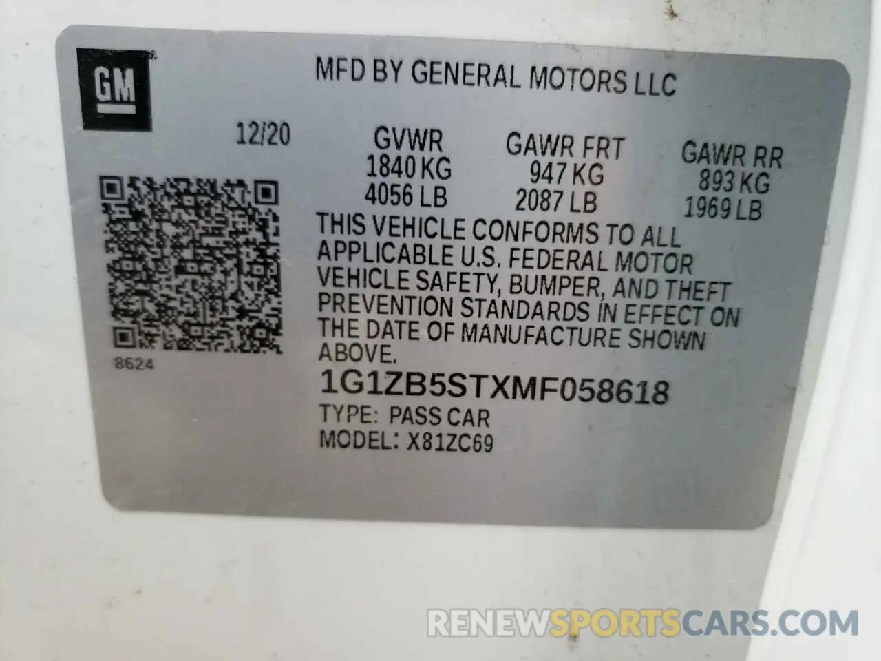 12 Photograph of a damaged car 1G1ZB5STXMF058618 CHEVROLET MALIBU 2021