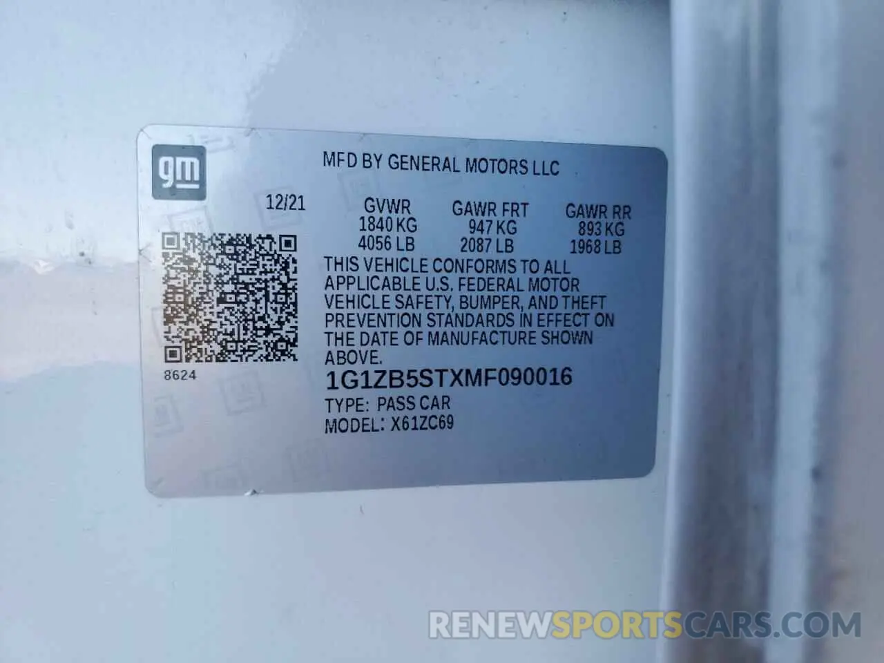 14 Photograph of a damaged car 1G1ZB5STXMF090016 CHEVROLET MALIBU 2021