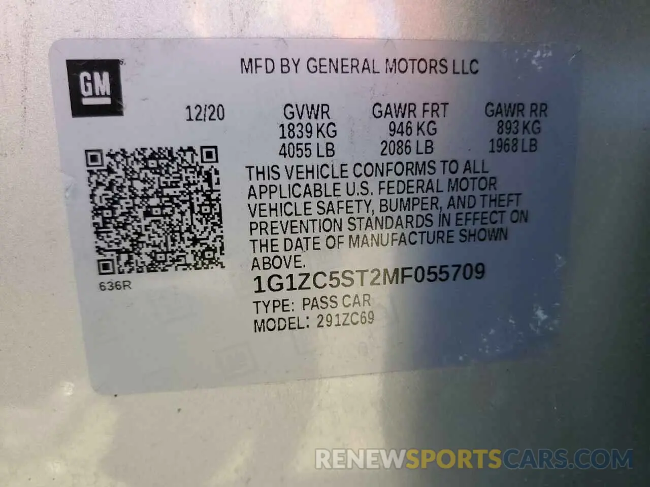 12 Photograph of a damaged car 1G1ZC5ST2MF055709 CHEVROLET MALIBU 2021