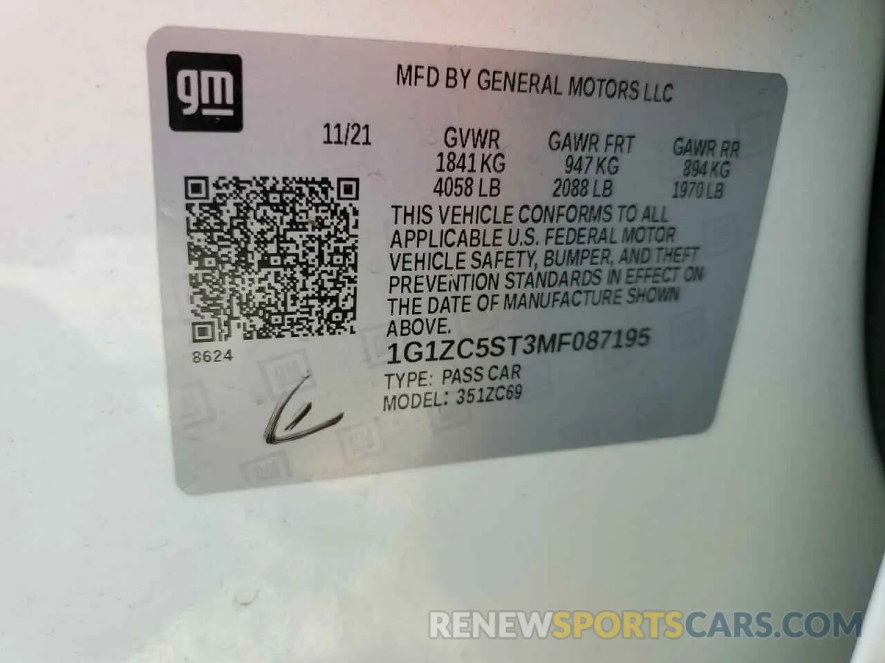 13 Photograph of a damaged car 1G1ZC5ST3MF087195 CHEVROLET MALIBU 2021