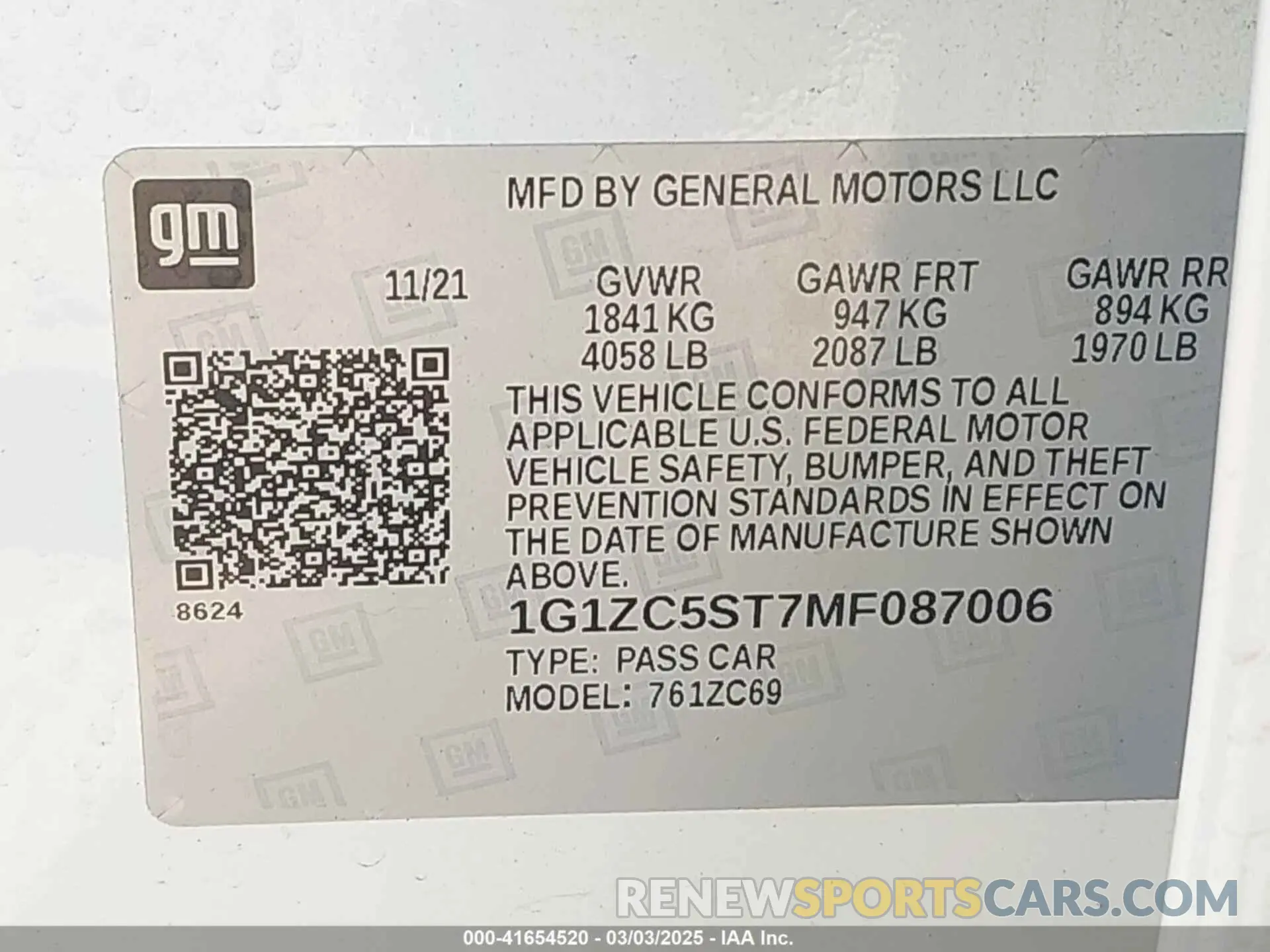 9 Photograph of a damaged car 1G1ZC5ST7MF087006 CHEVROLET MALIBU 2021