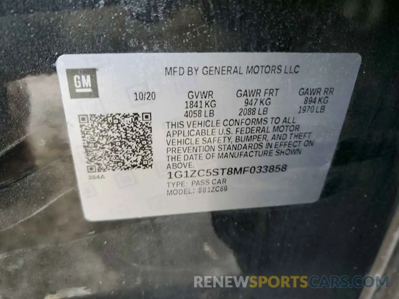 12 Photograph of a damaged car 1G1ZC5ST8MF033858 CHEVROLET MALIBU 2021