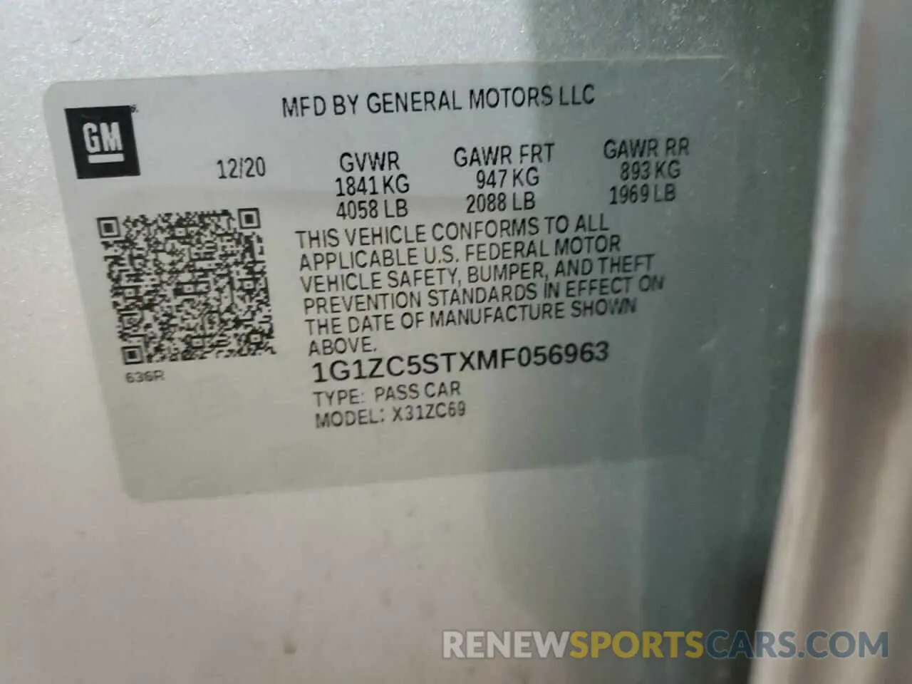 13 Photograph of a damaged car 1G1ZC5STXMF056963 CHEVROLET MALIBU 2021