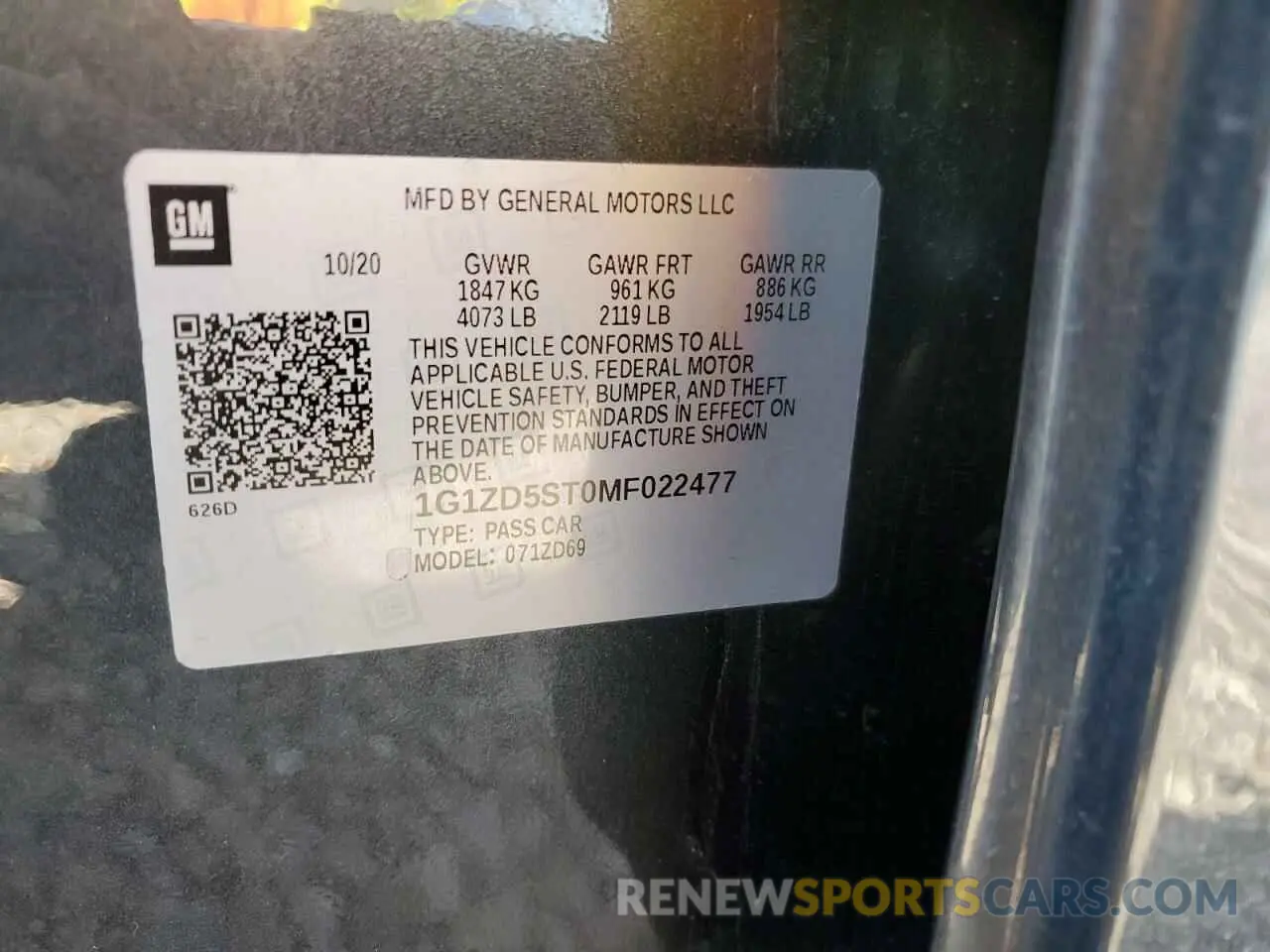 13 Photograph of a damaged car 1G1ZD5ST0MF022477 CHEVROLET MALIBU 2021