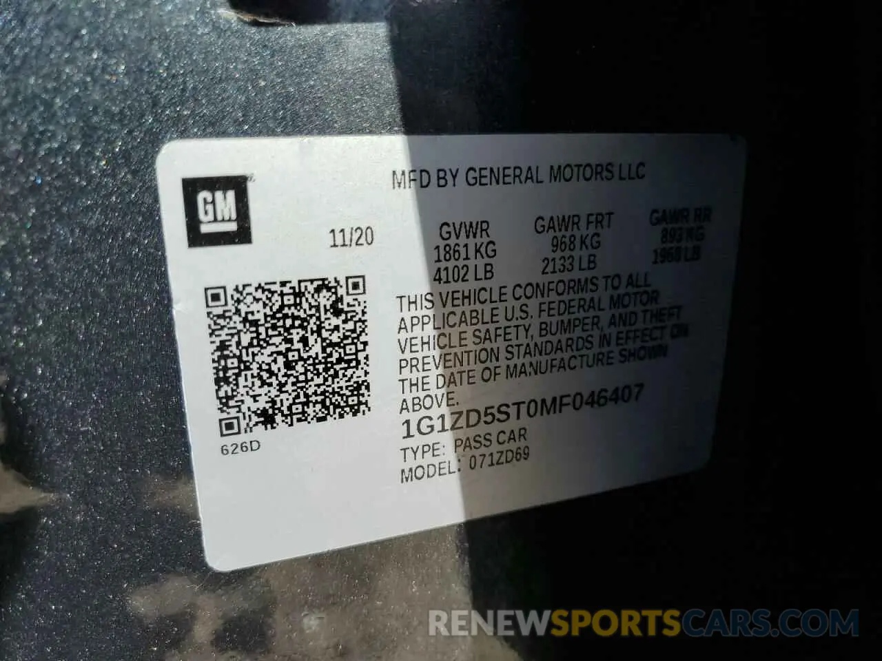 12 Photograph of a damaged car 1G1ZD5ST0MF046407 CHEVROLET MALIBU 2021