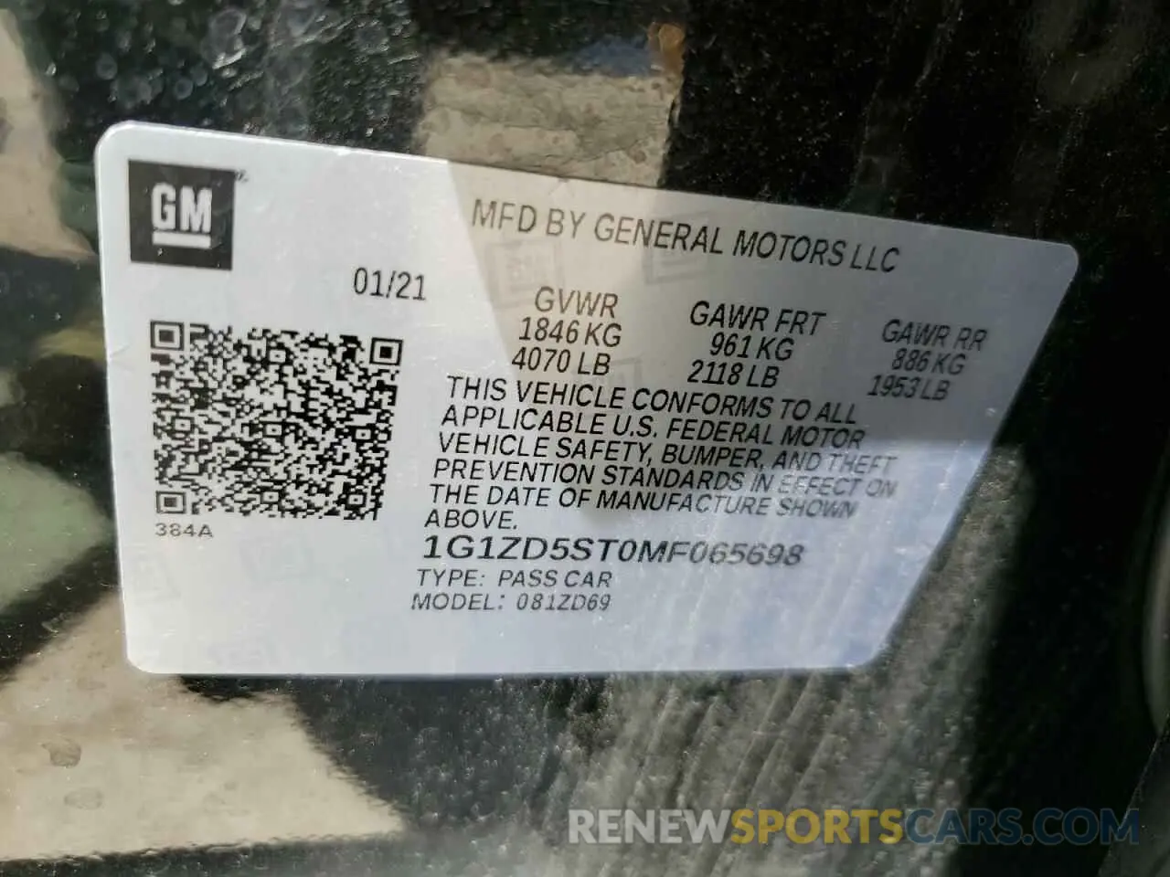 12 Photograph of a damaged car 1G1ZD5ST0MF065698 CHEVROLET MALIBU 2021