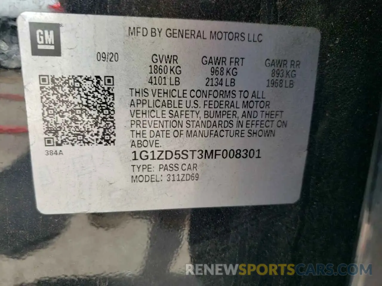 13 Photograph of a damaged car 1G1ZD5ST3MF008301 CHEVROLET MALIBU 2021