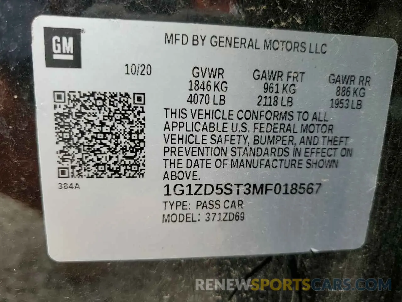 12 Photograph of a damaged car 1G1ZD5ST3MF018567 CHEVROLET MALIBU 2021
