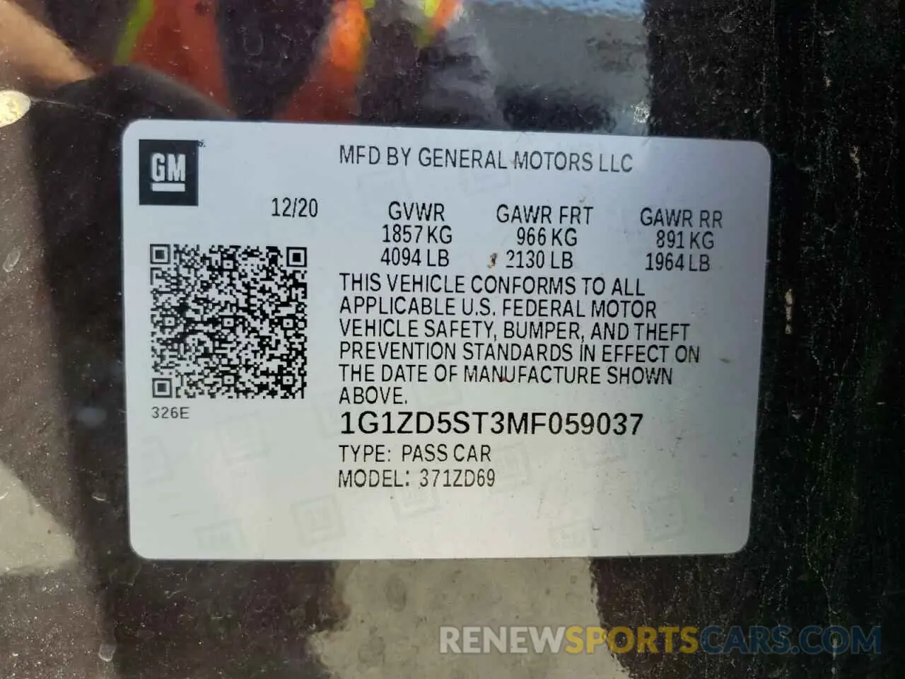 12 Photograph of a damaged car 1G1ZD5ST3MF059037 CHEVROLET MALIBU 2021