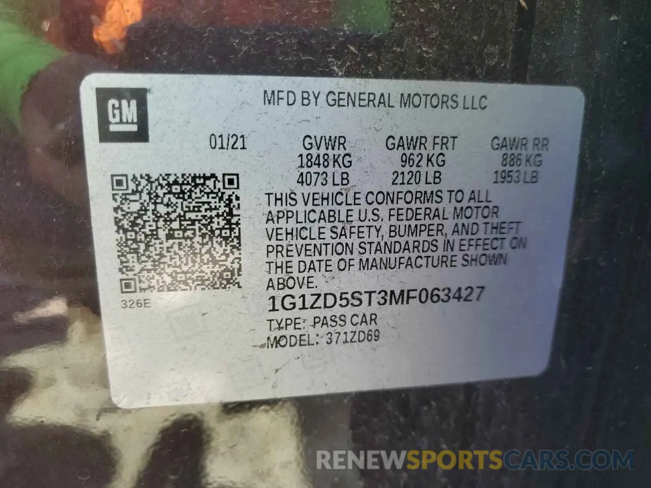 13 Photograph of a damaged car 1G1ZD5ST3MF063427 CHEVROLET MALIBU 2021