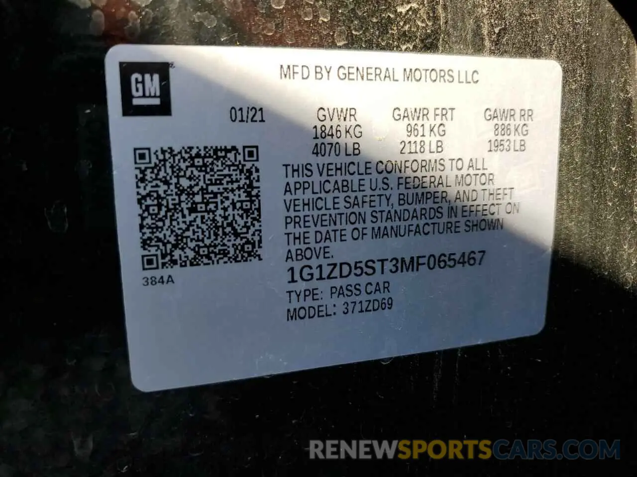 12 Photograph of a damaged car 1G1ZD5ST3MF065467 CHEVROLET MALIBU 2021