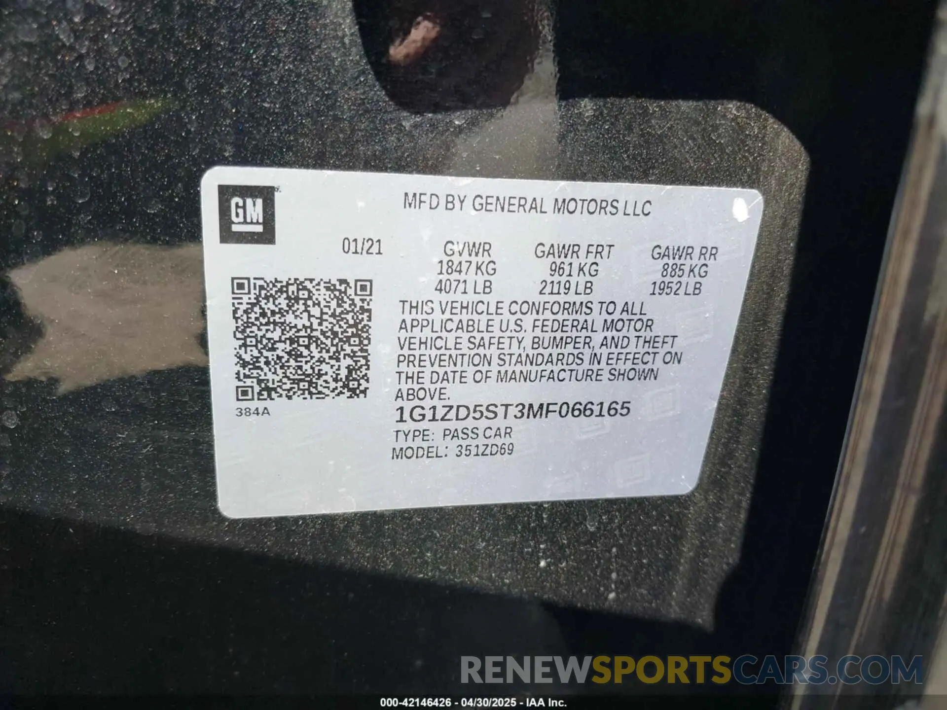 9 Photograph of a damaged car 1G1ZD5ST3MF066165 CHEVROLET MALIBU 2021