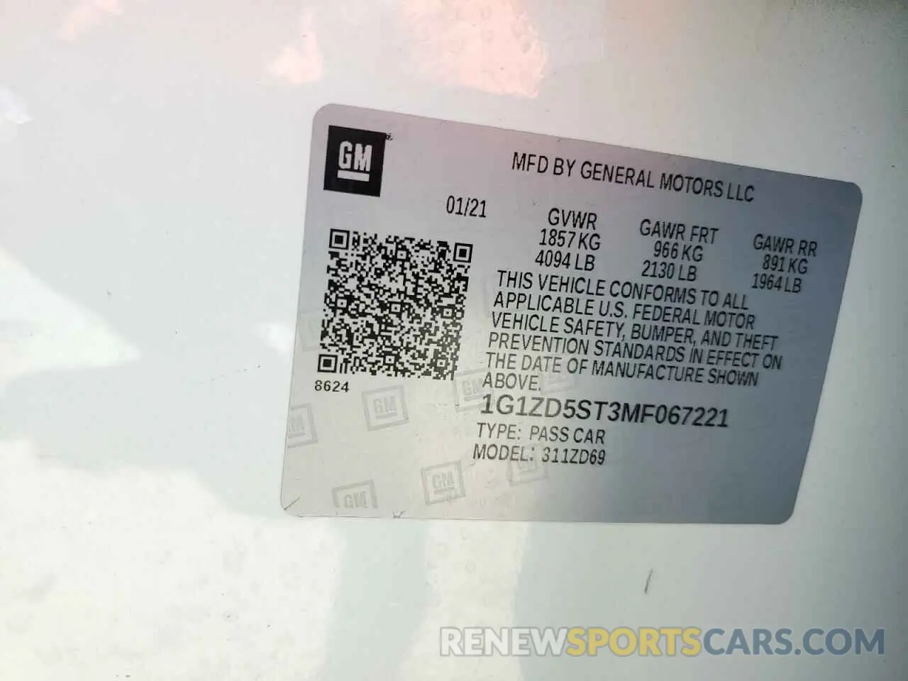 12 Photograph of a damaged car 1G1ZD5ST3MF067221 CHEVROLET MALIBU 2021