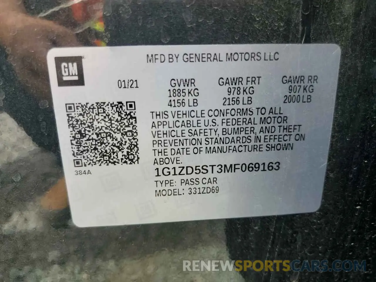 12 Photograph of a damaged car 1G1ZD5ST3MF069163 CHEVROLET MALIBU 2021