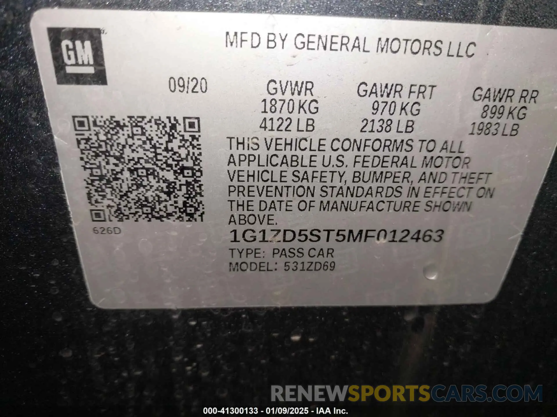 9 Photograph of a damaged car 1G1ZD5ST5MF012463 CHEVROLET MALIBU 2021
