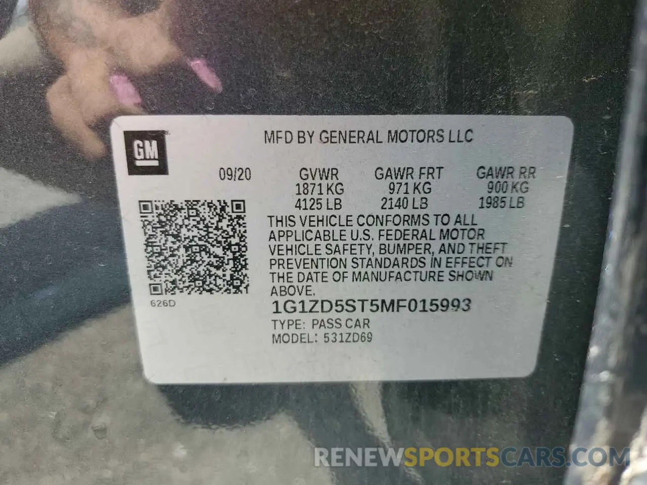 12 Photograph of a damaged car 1G1ZD5ST5MF015993 CHEVROLET MALIBU 2021