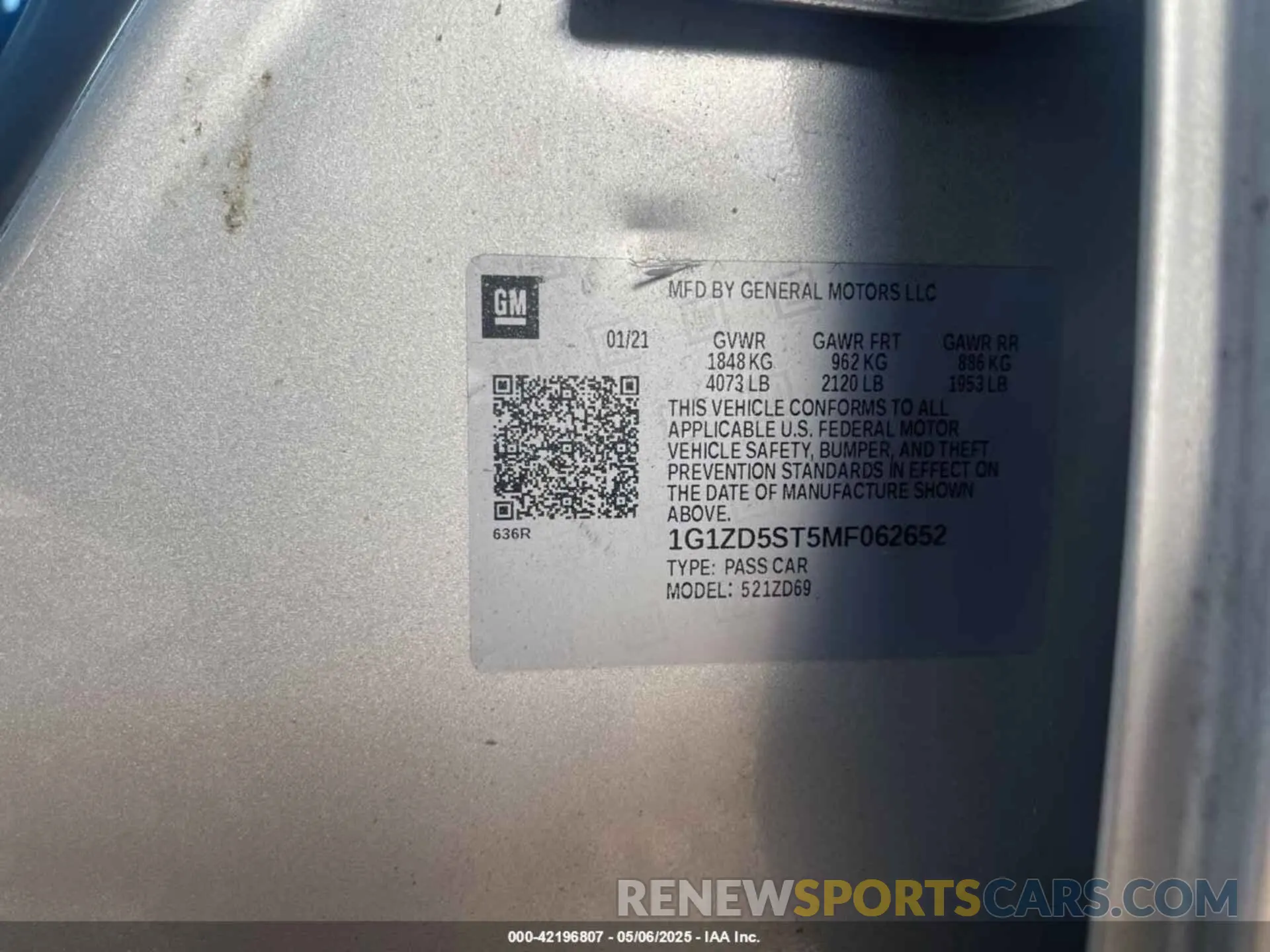 9 Photograph of a damaged car 1G1ZD5ST5MF062652 CHEVROLET MALIBU 2021