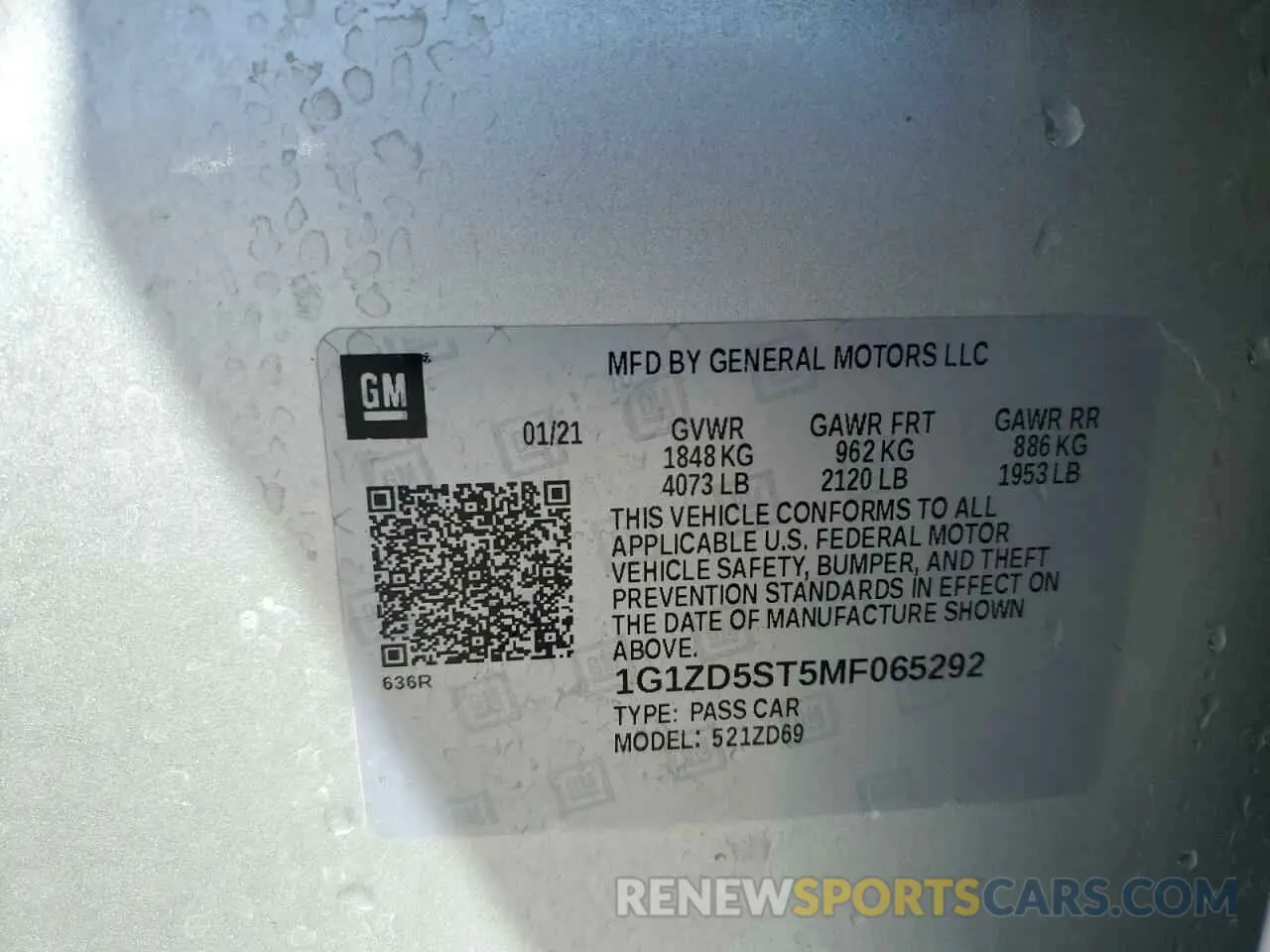 14 Photograph of a damaged car 1G1ZD5ST5MF065292 CHEVROLET MALIBU 2021
