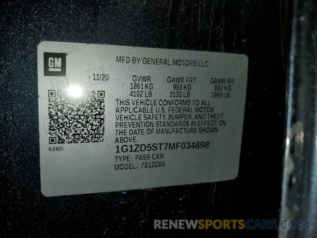 12 Photograph of a damaged car 1G1ZD5ST7MF034898 CHEVROLET MALIBU 2021