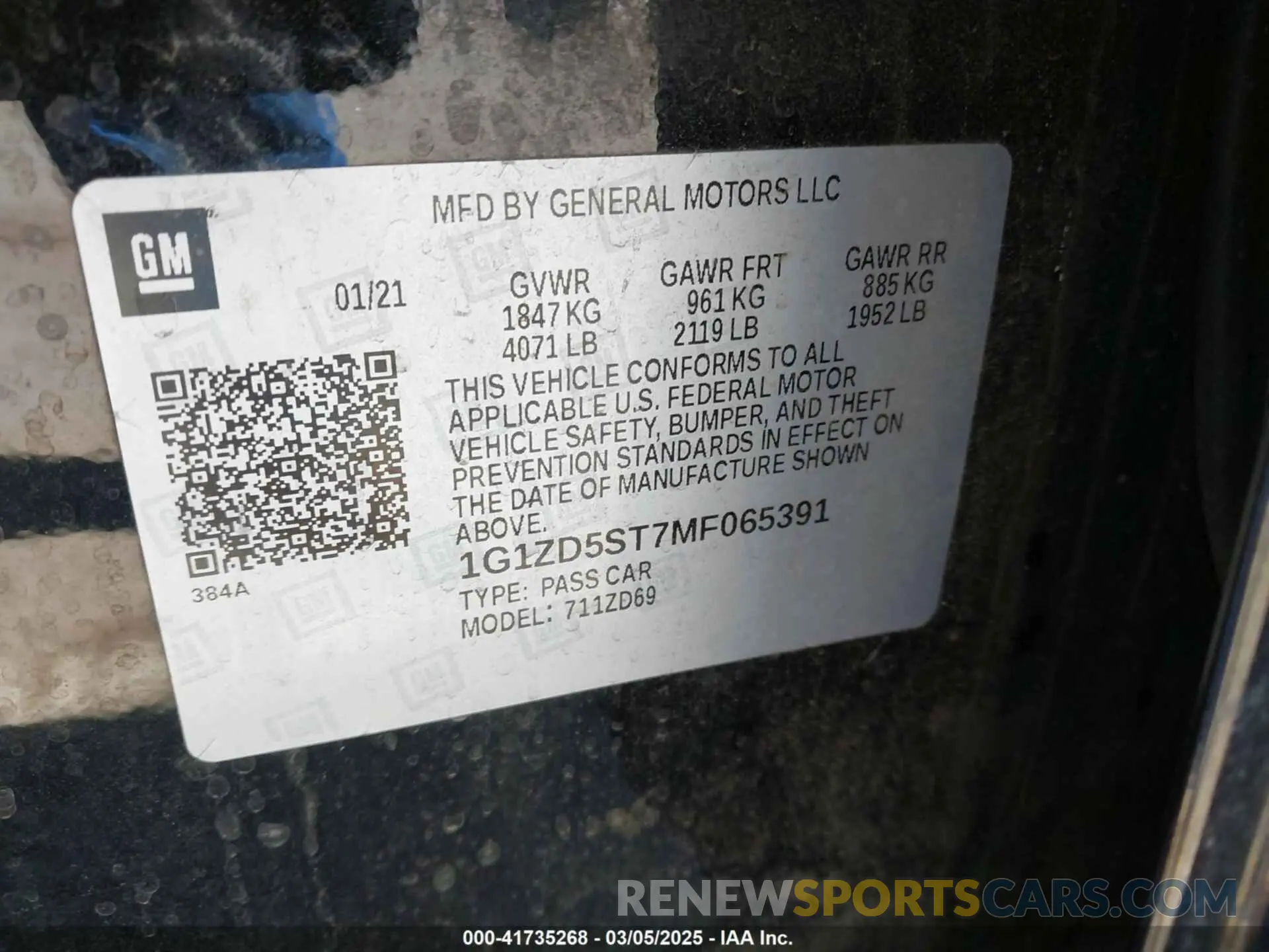 9 Photograph of a damaged car 1G1ZD5ST7MF065391 CHEVROLET MALIBU 2021