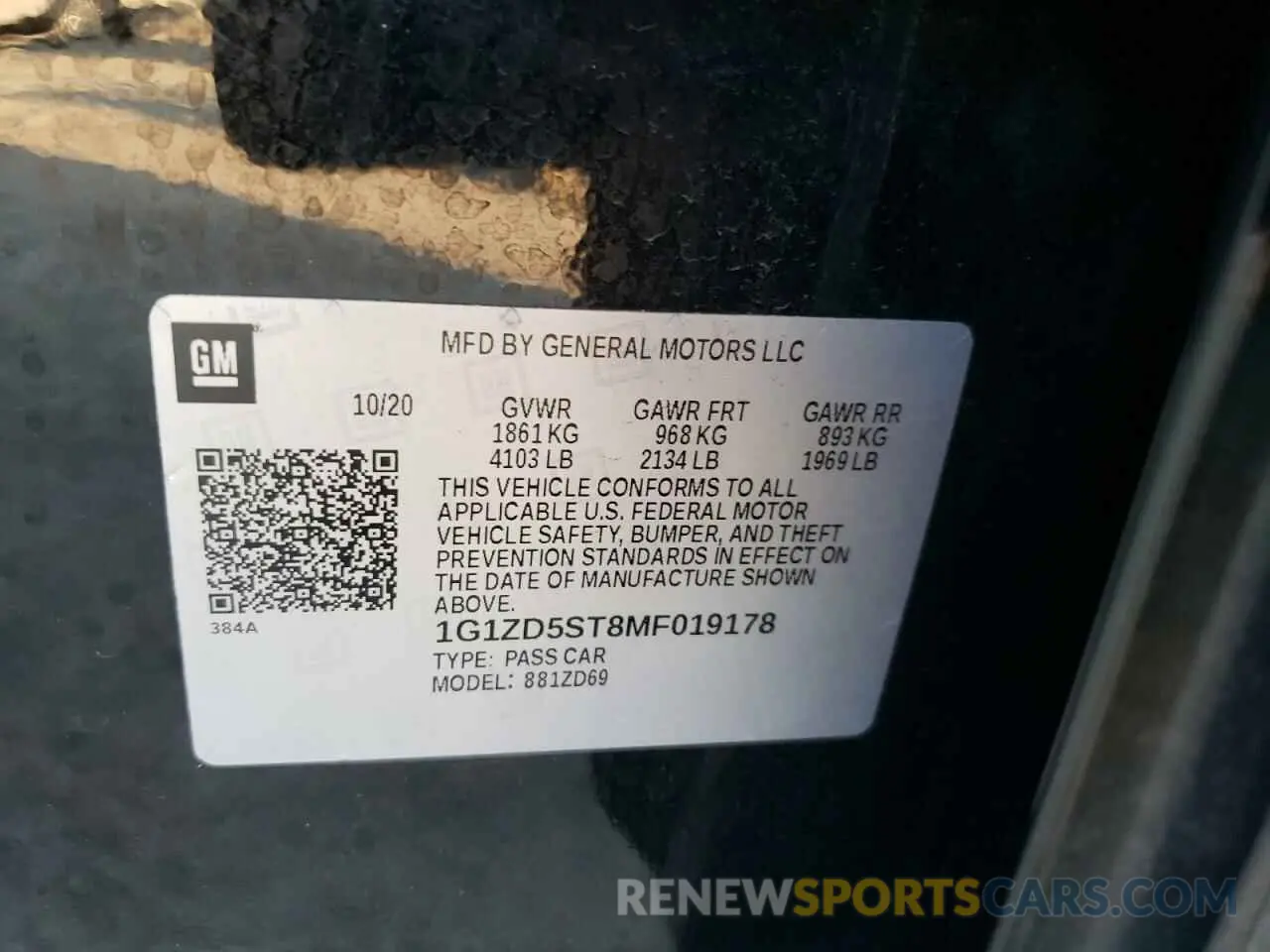 15 Photograph of a damaged car 1G1ZD5ST8MF019178 CHEVROLET MALIBU 2021