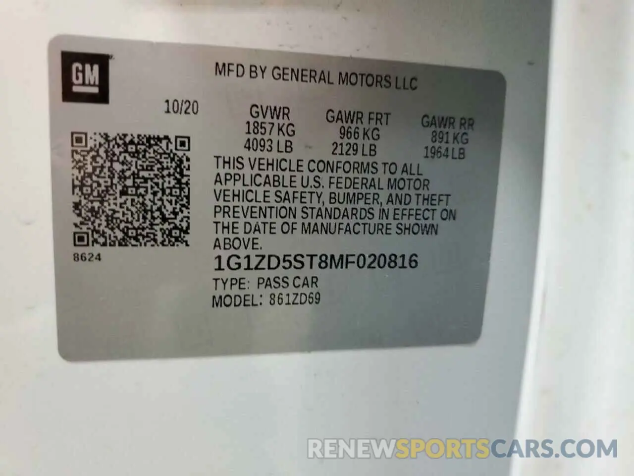 12 Photograph of a damaged car 1G1ZD5ST8MF020816 CHEVROLET MALIBU 2021