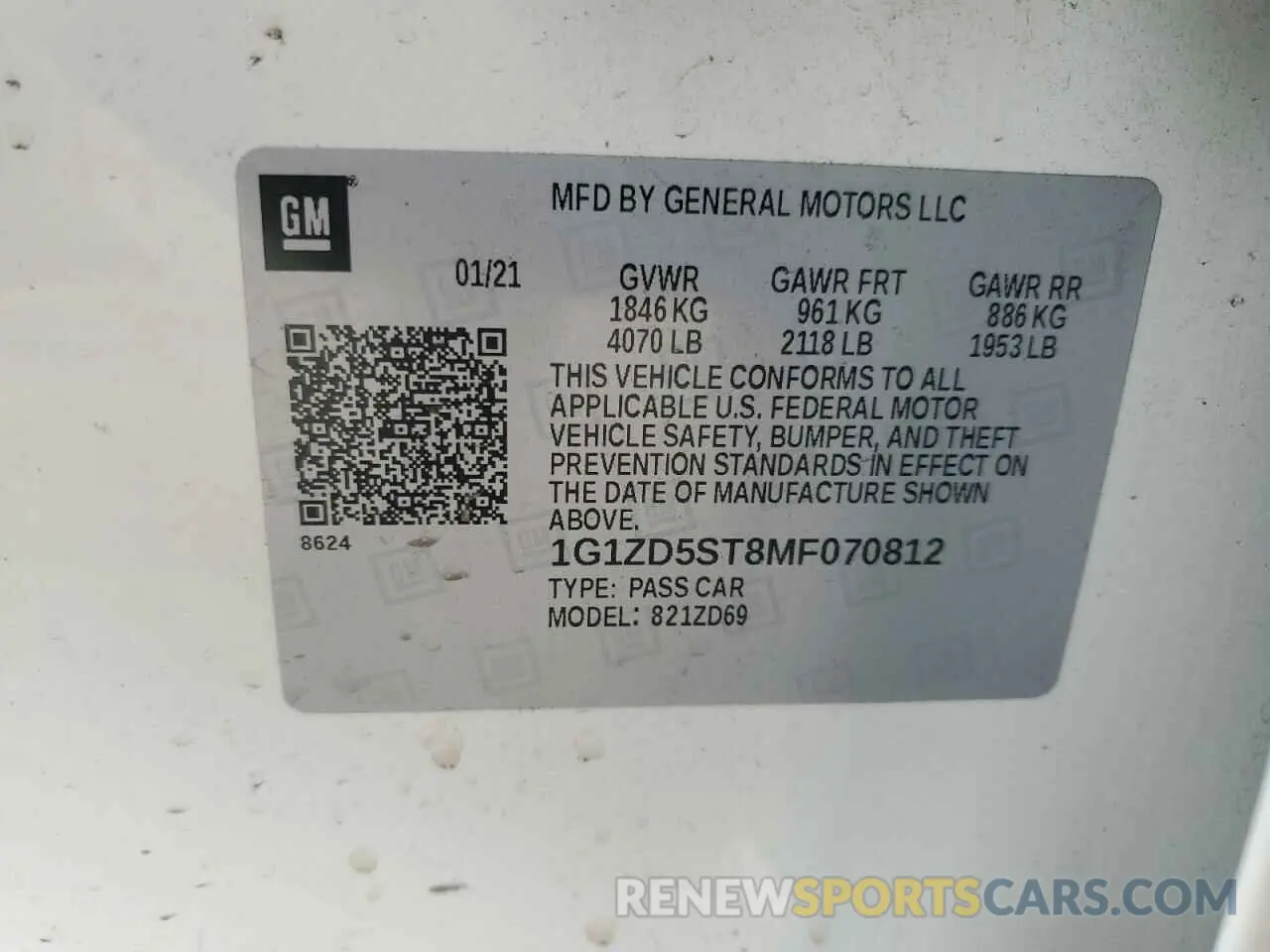 14 Photograph of a damaged car 1G1ZD5ST8MF070812 CHEVROLET MALIBU 2021