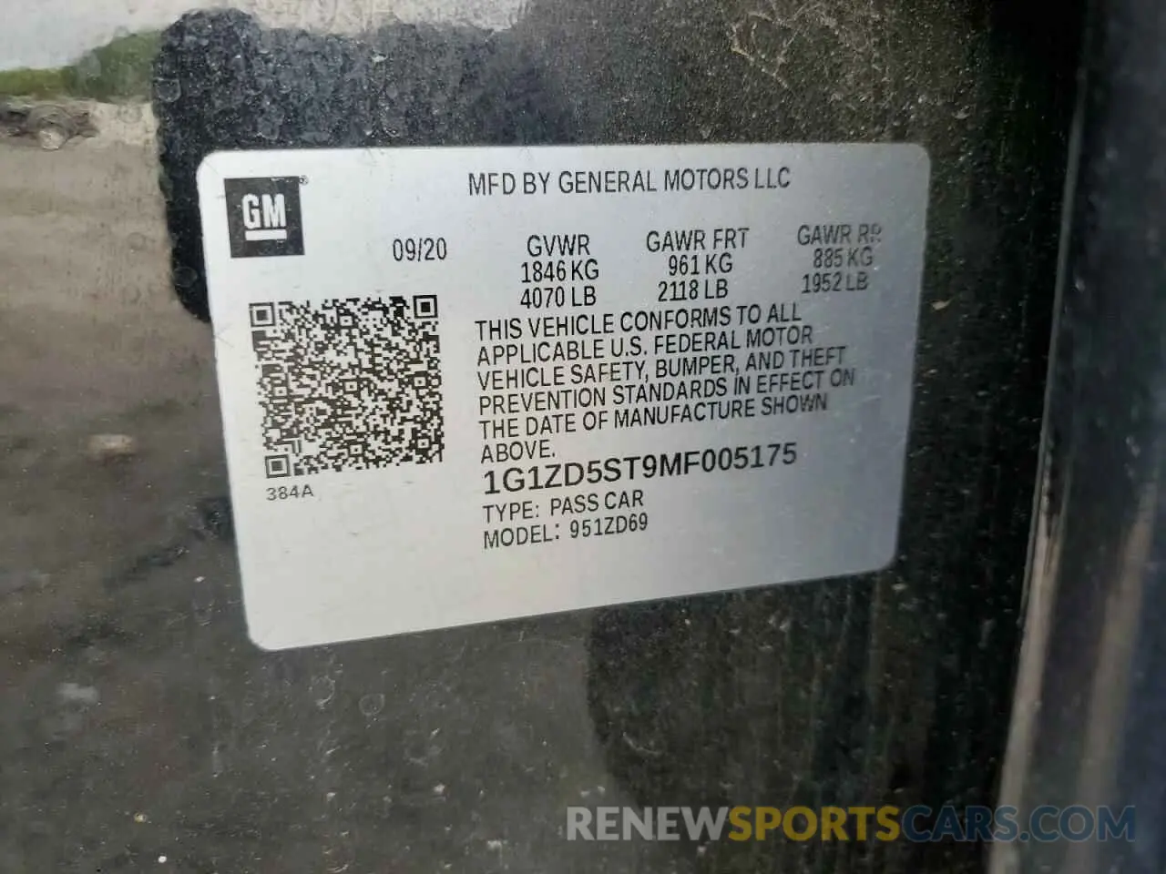 15 Photograph of a damaged car 1G1ZD5ST9MF005175 CHEVROLET MALIBU 2021