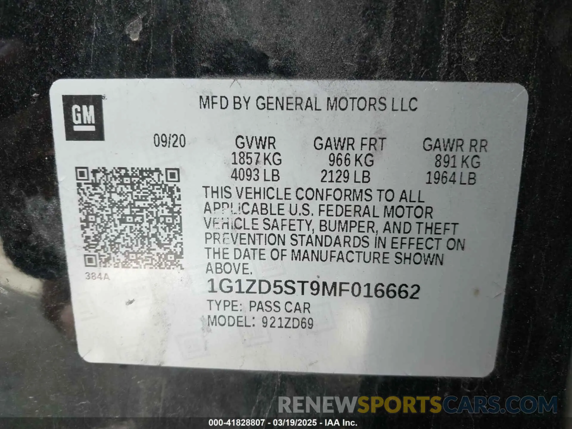 9 Photograph of a damaged car 1G1ZD5ST9MF016662 CHEVROLET MALIBU 2021