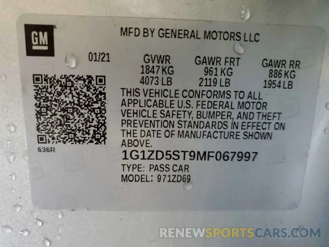 13 Photograph of a damaged car 1G1ZD5ST9MF067997 CHEVROLET MALIBU 2021
