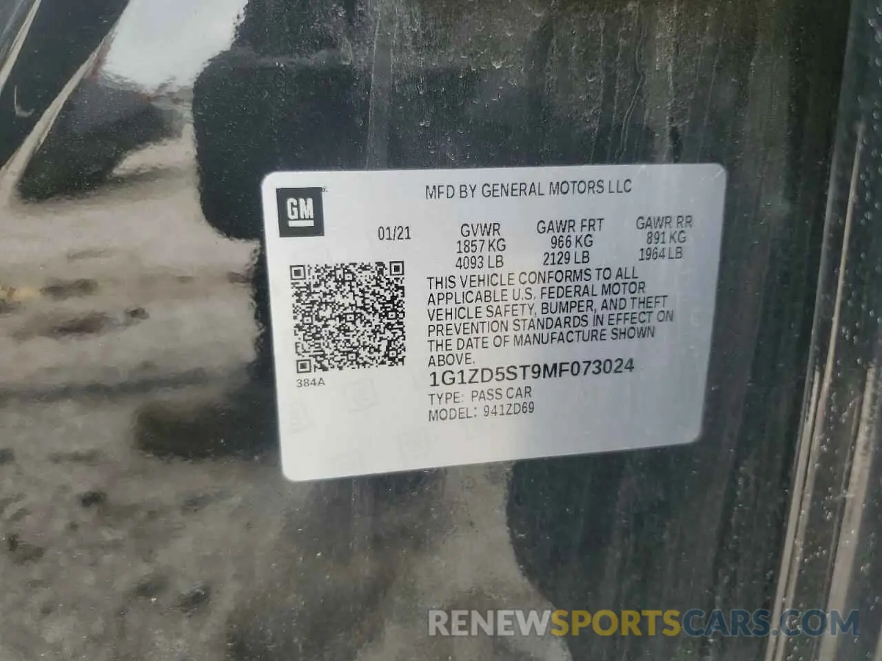 12 Photograph of a damaged car 1G1ZD5ST9MF073024 CHEVROLET MALIBU 2021